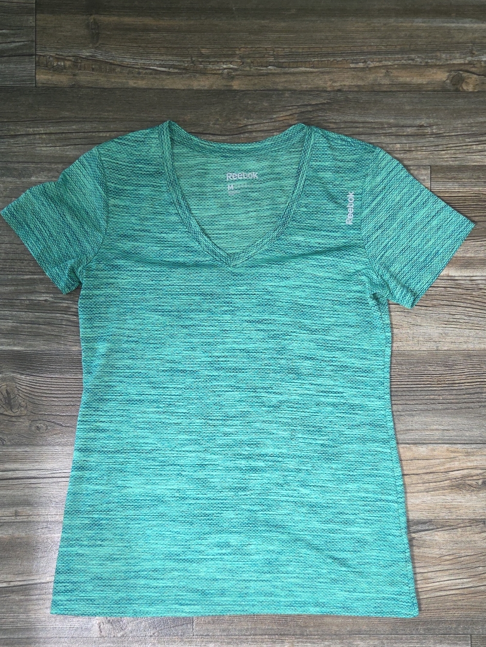 Reebok Women's Green Space-Dye V-Neck Short Sleeve Tee